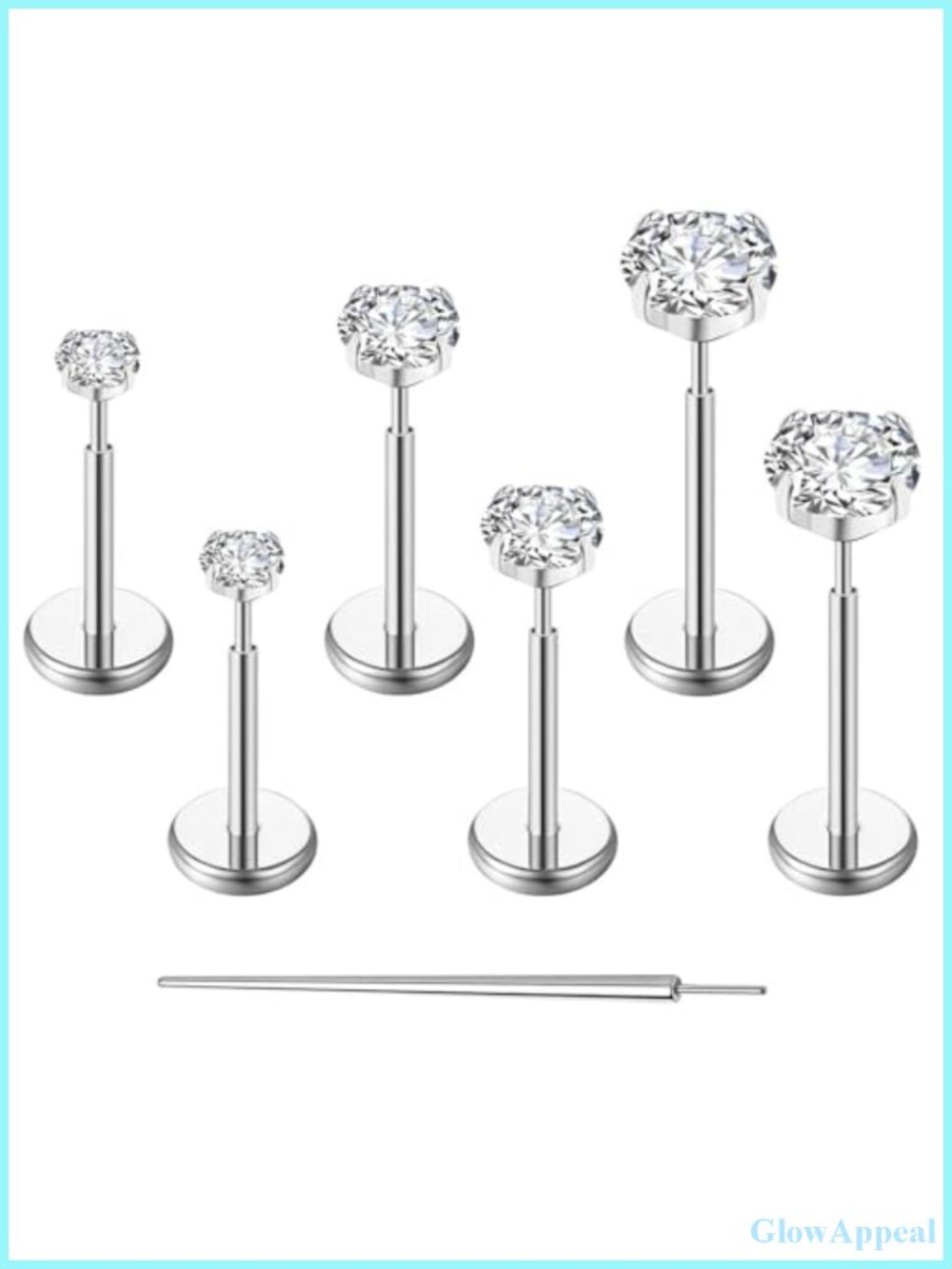 20G Threadless Flat Back Earrings Stud G23 Titanium Hypoallergenic Cartilage